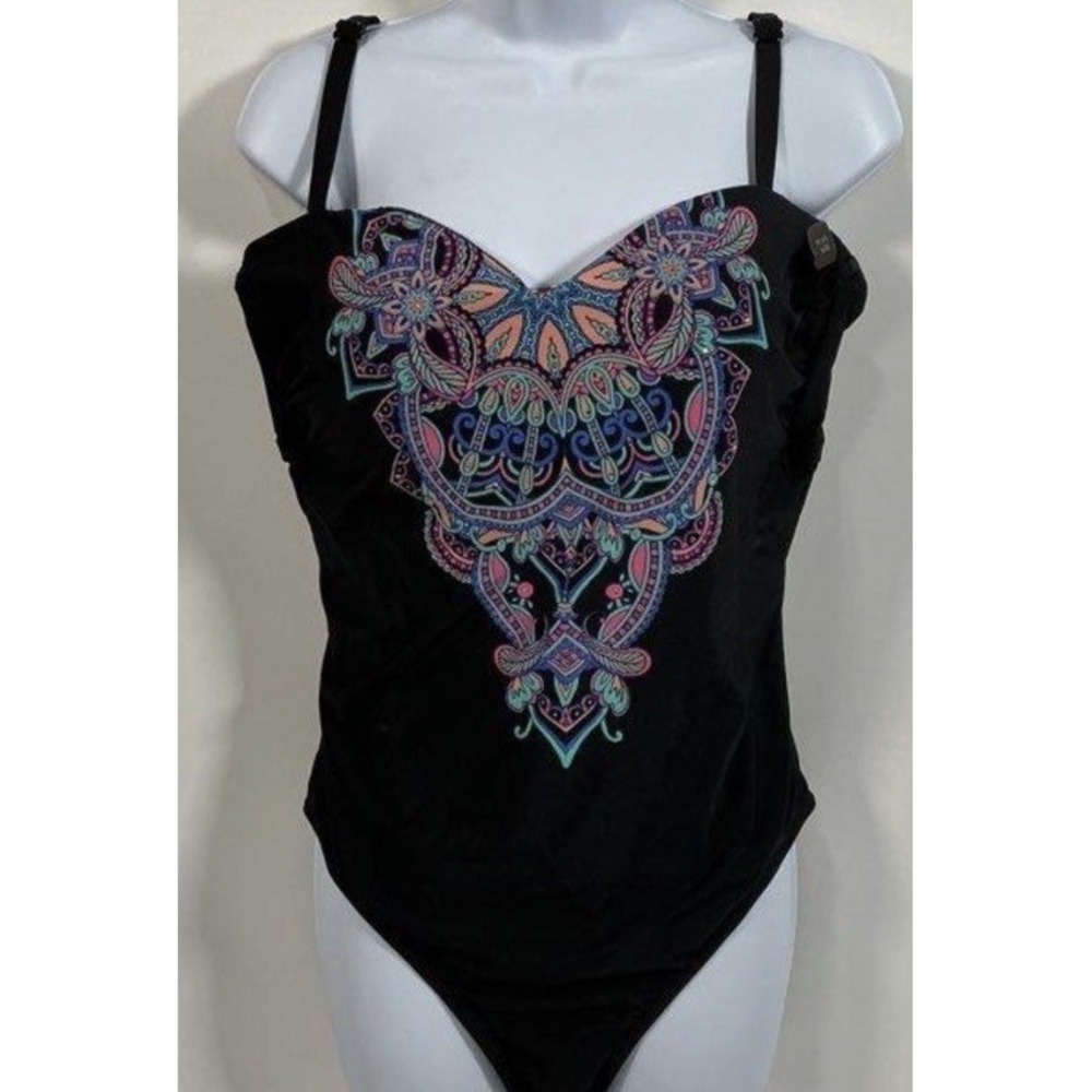 New $119 Kenneth Cole Plus‎ Dream Weaver One-Piece Black Swimsuit Size 1X
